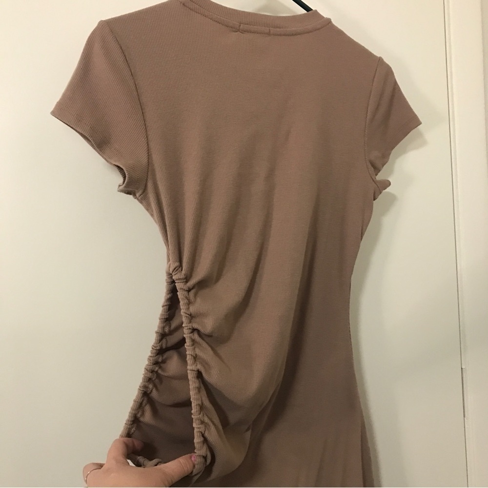 3/$15 Fashion Nova beige ribbed bodycon cutout mini dress - Picture 9 of 10